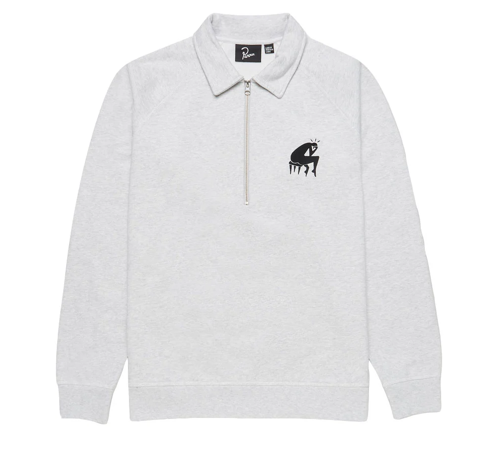 BACKWARDS HALF ZIP POLO SWEATSHIRT