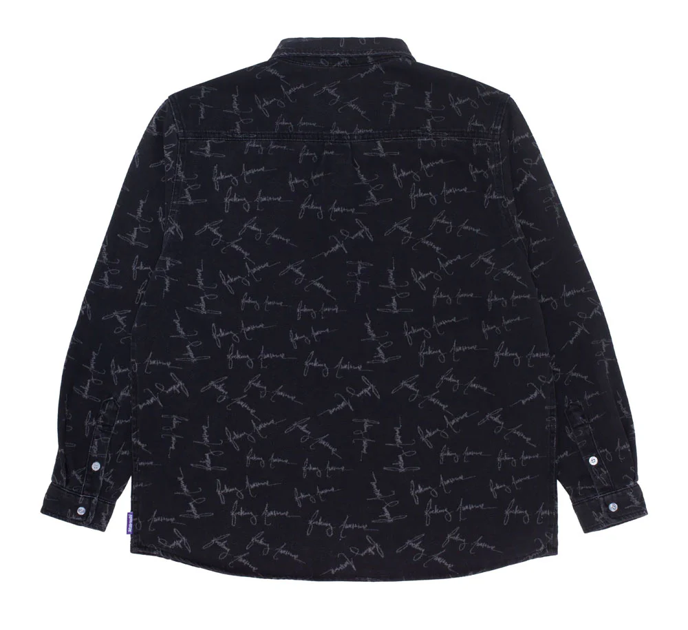 CURSIVE WASHED DENIM OVERSHIRT - Image 2