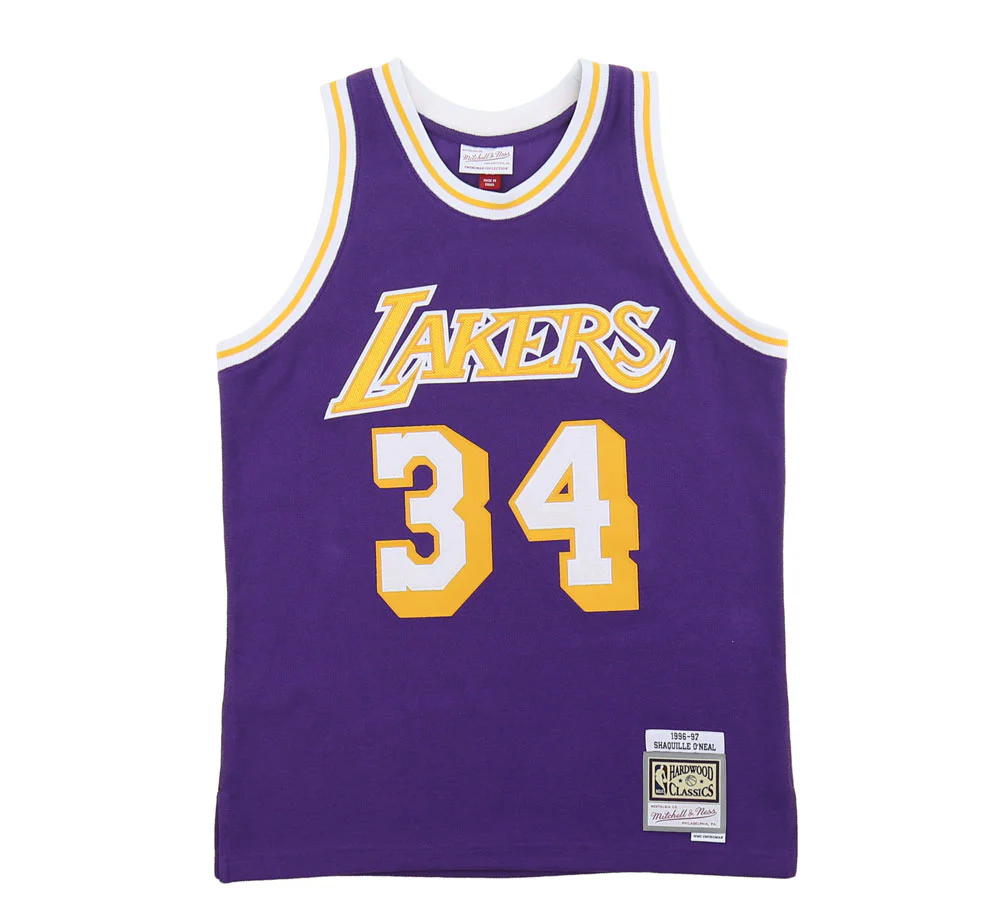 LOS ANGELES LAKERS SHAQUILLE O'NEAL REVERSE FLEECE SWINGMAN JERSEY