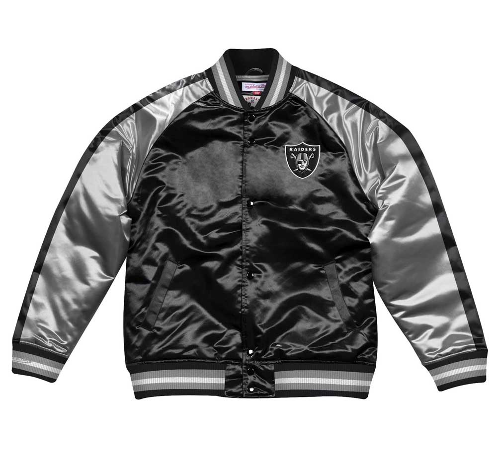 OAKLAND RAIDERS COLOR BLOCKED SATIN JACKET