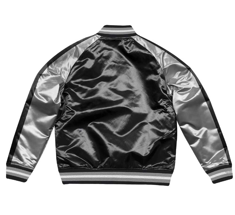 OAKLAND RAIDERS COLOR BLOCKED SATIN JACKET - Image 2